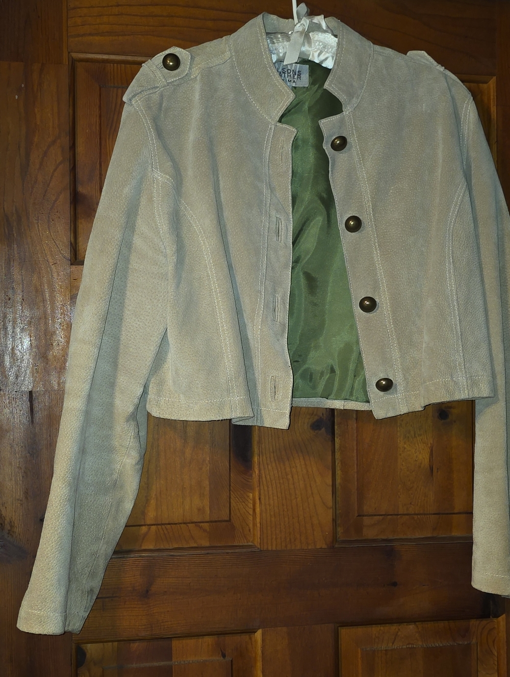 Vintage Wilsons Leather Women's Suede Crop Military-Inspired Jacket Light Beige - Picture 4 of 5